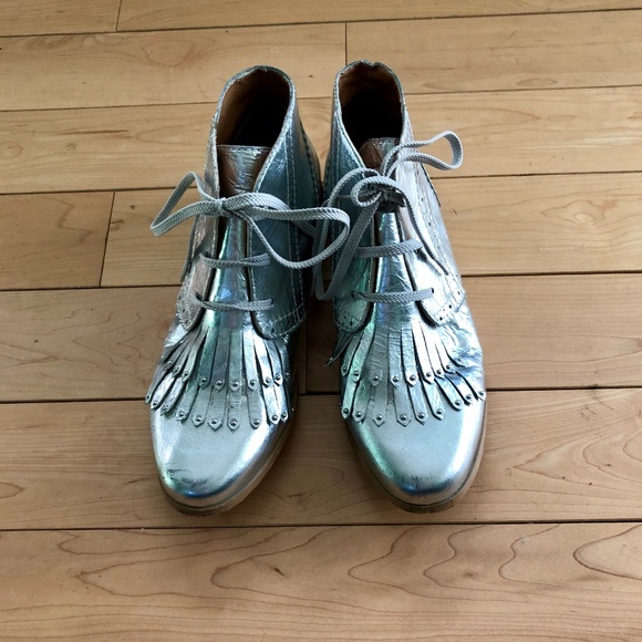 SHELLYS LONDON Silver Ankle Booties, size 7 - Picture 3 of 6